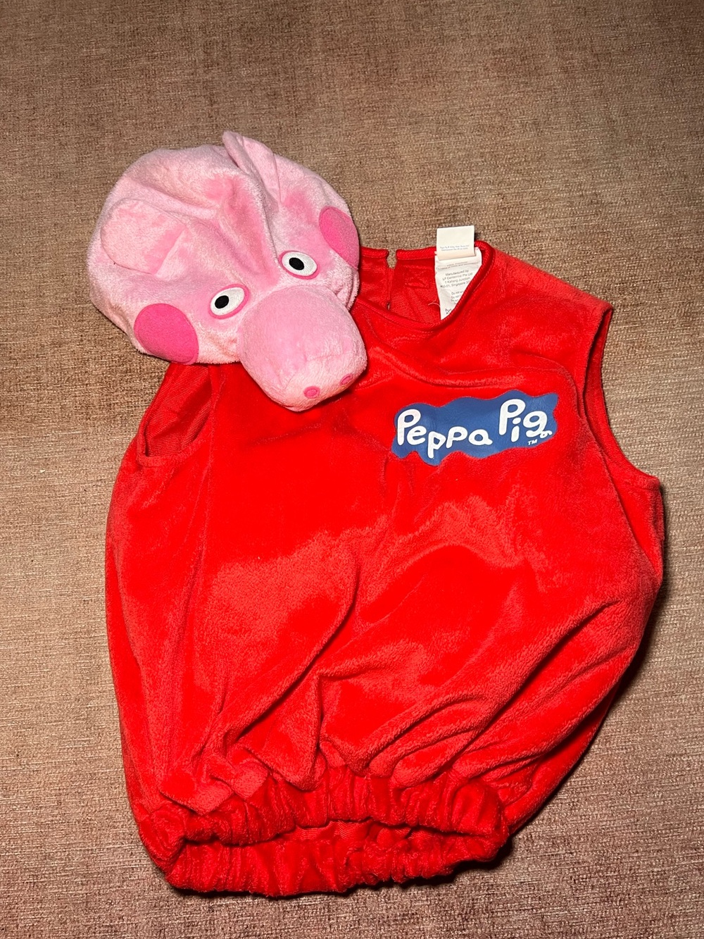 Peppa Pig 3T - 4T Red Plush Costume Top with Pink Peppa Hat